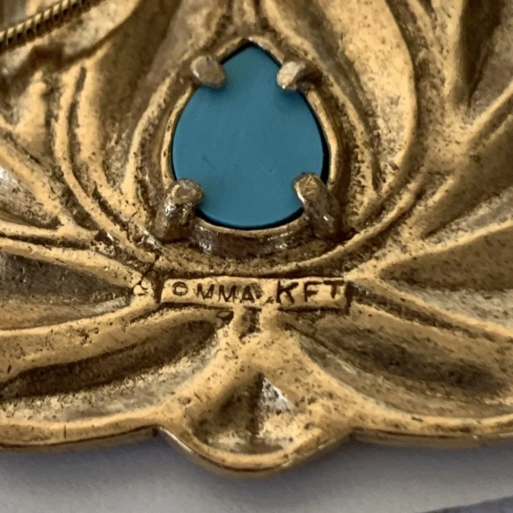 Metropolitan Museum Of Art MMA Turquoise Islamic Lotus Flower Necklace Gold Tone
